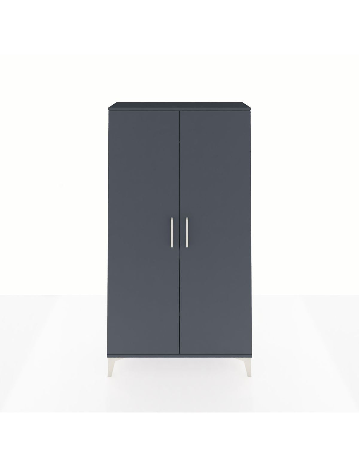 Arges Dolap 2 Raflı Kapaklı Tek Askılı 88x30x163 Antrasit-Antrasit