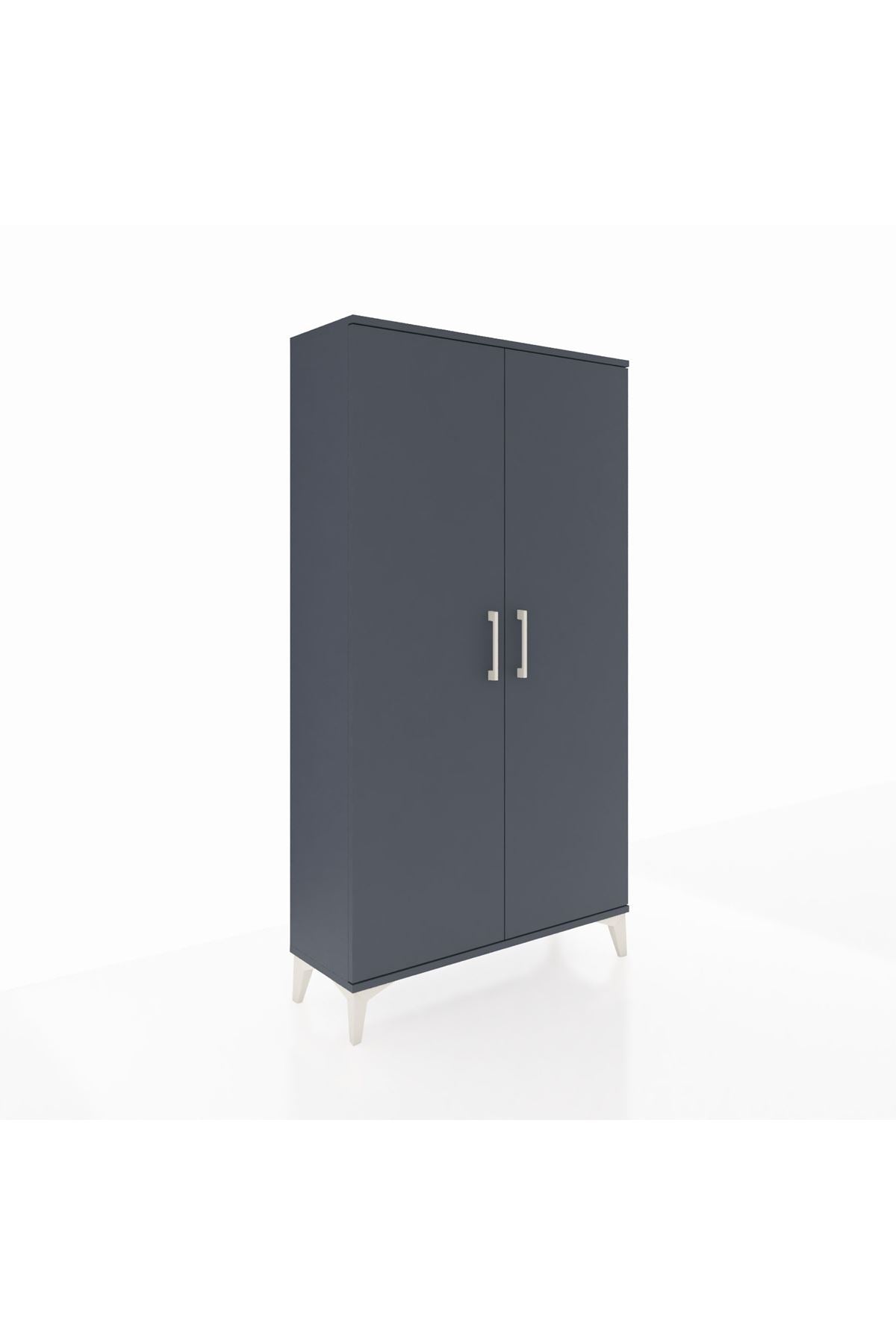 Arges Dolap 2 Raflı Kapaklı Tek Askılı 88x30x163 Antrasit-Antrasit