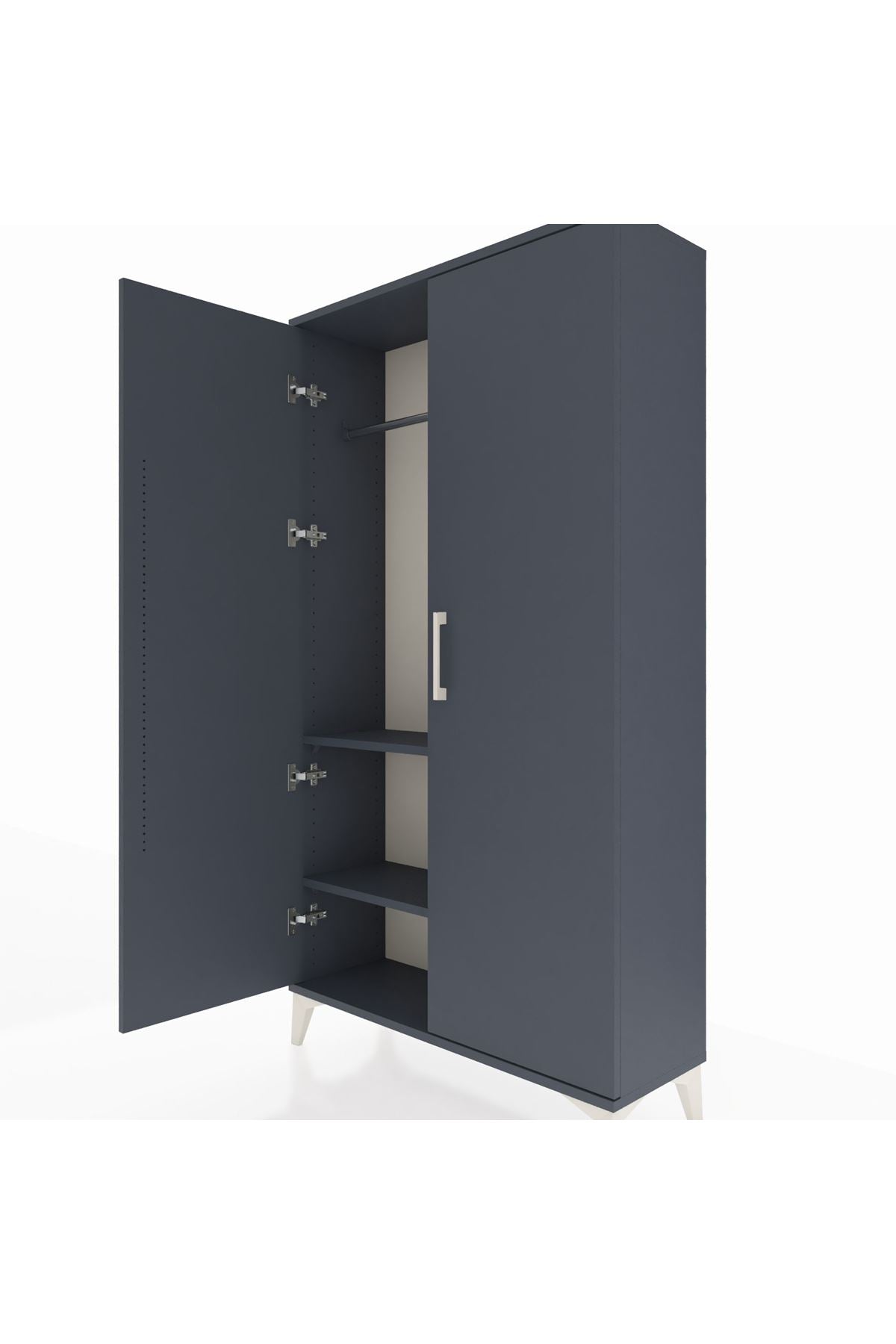 Arges Dolap 2 Raflı Kapaklı Tek Askılı 88x30x163 Antrasit-Antrasit