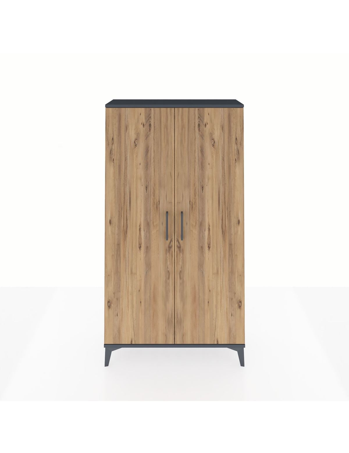 Arges Dolap 2 Raflı Kapaklı Tek Askılı 88x30x163 Antrasit-Çam