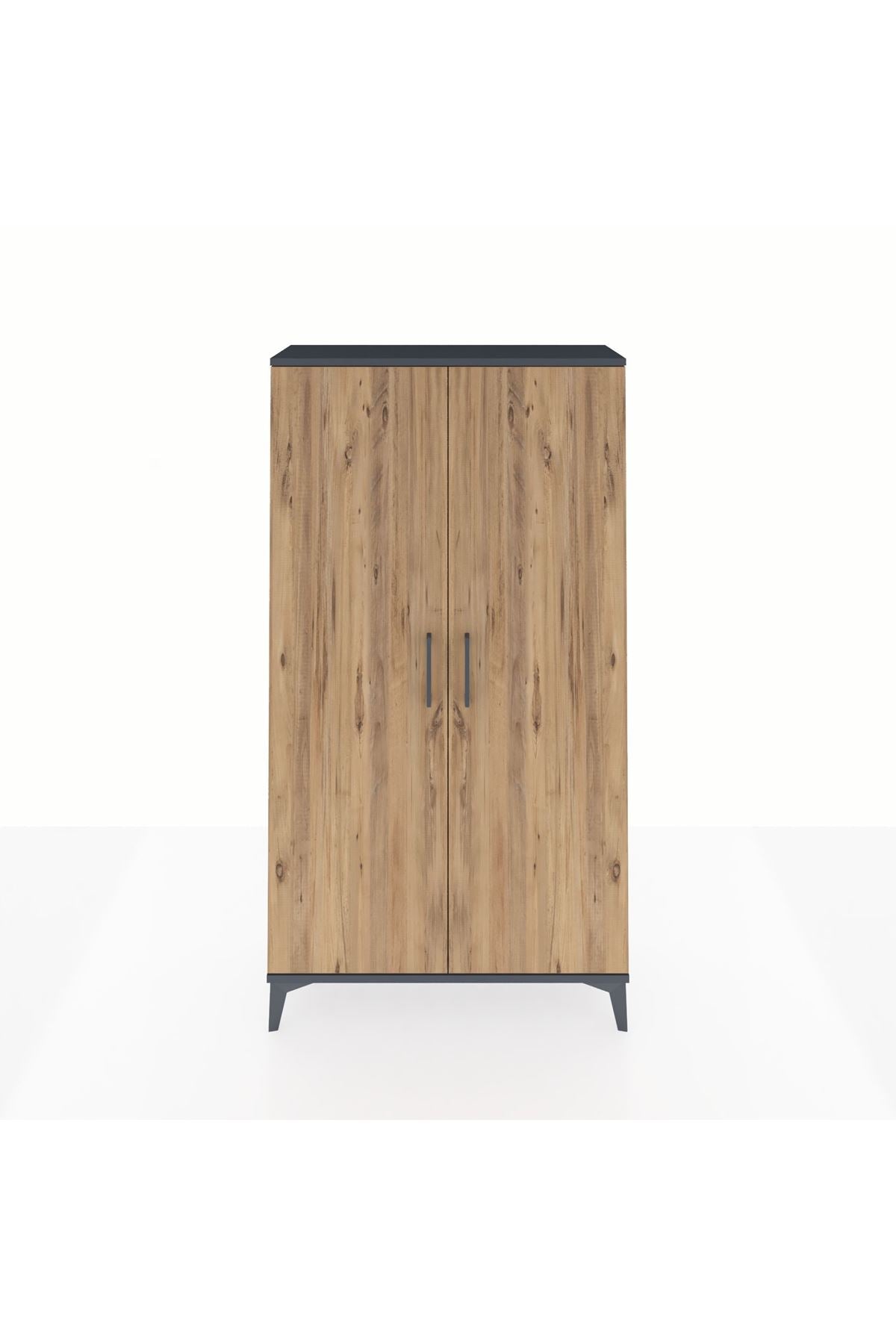 Arges Dolap 2 Raflı Kapaklı Tek Askılı 88x30x163 Antrasit-Çam