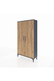 Arges Dolap 2 Raflı Kapaklı Tek Askılı 88x30x163 Antrasit-Çam