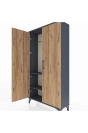 Arges Dolap 2 Raflı Kapaklı Tek Askılı 88x30x163 Antrasit-Çam