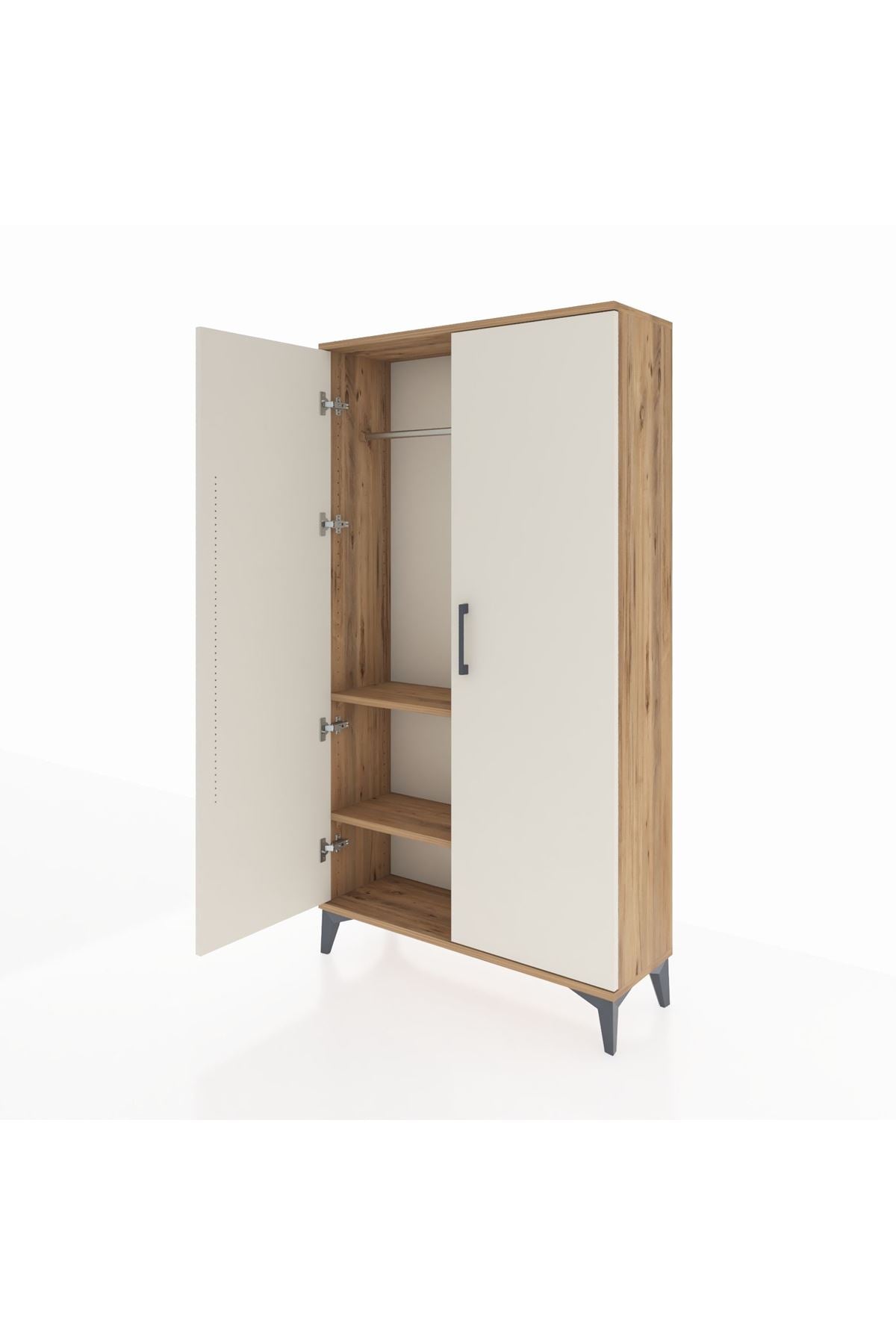 Arges Dolap 2 Raflı Kapaklı Tek Askılı 88x30x163 Çam-Aytaşı