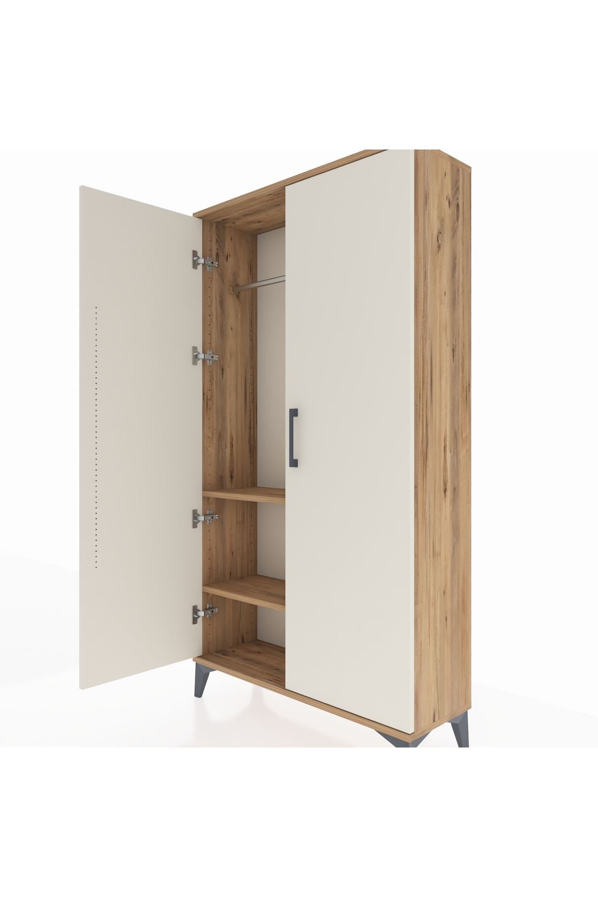 Arges Dolap 2 Raflı Kapaklı Tek Askılı 88x30x163 Çam-Aytaşı