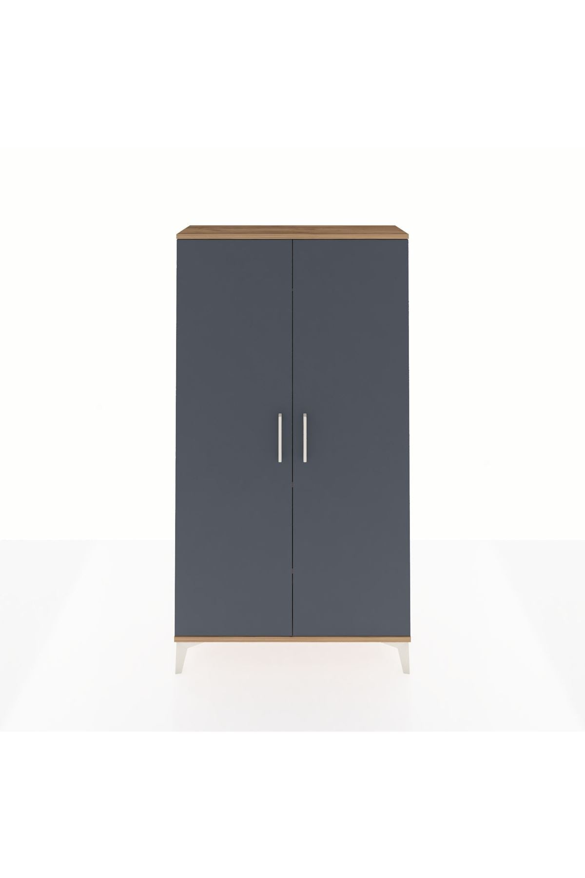 Arges Dolap 2 Raflı Kapaklı Tek Askılı 88x30x163 Çam-Antrasit