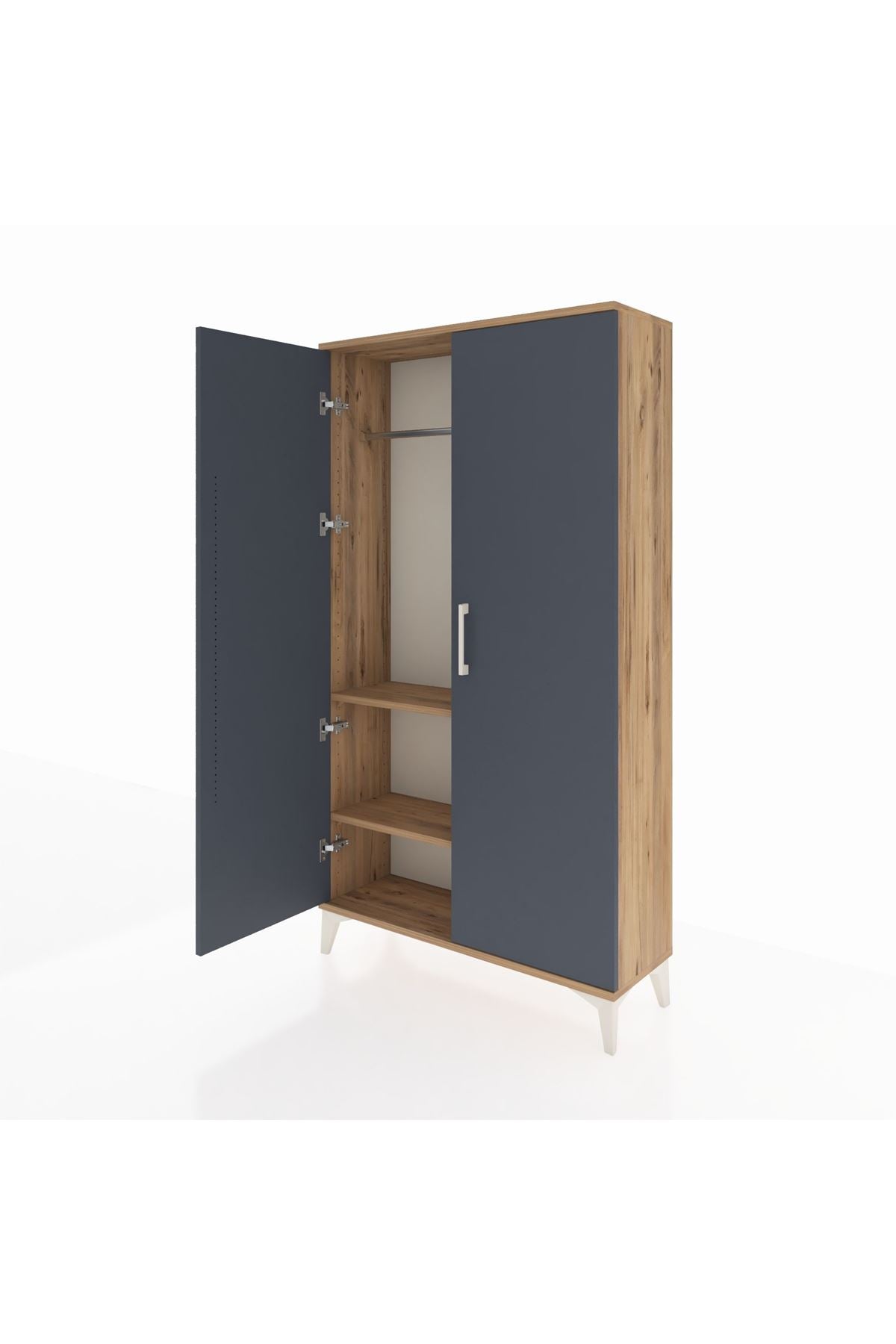 Arges Dolap 2 Raflı Kapaklı Tek Askılı 88x30x163 Çam-Antrasit