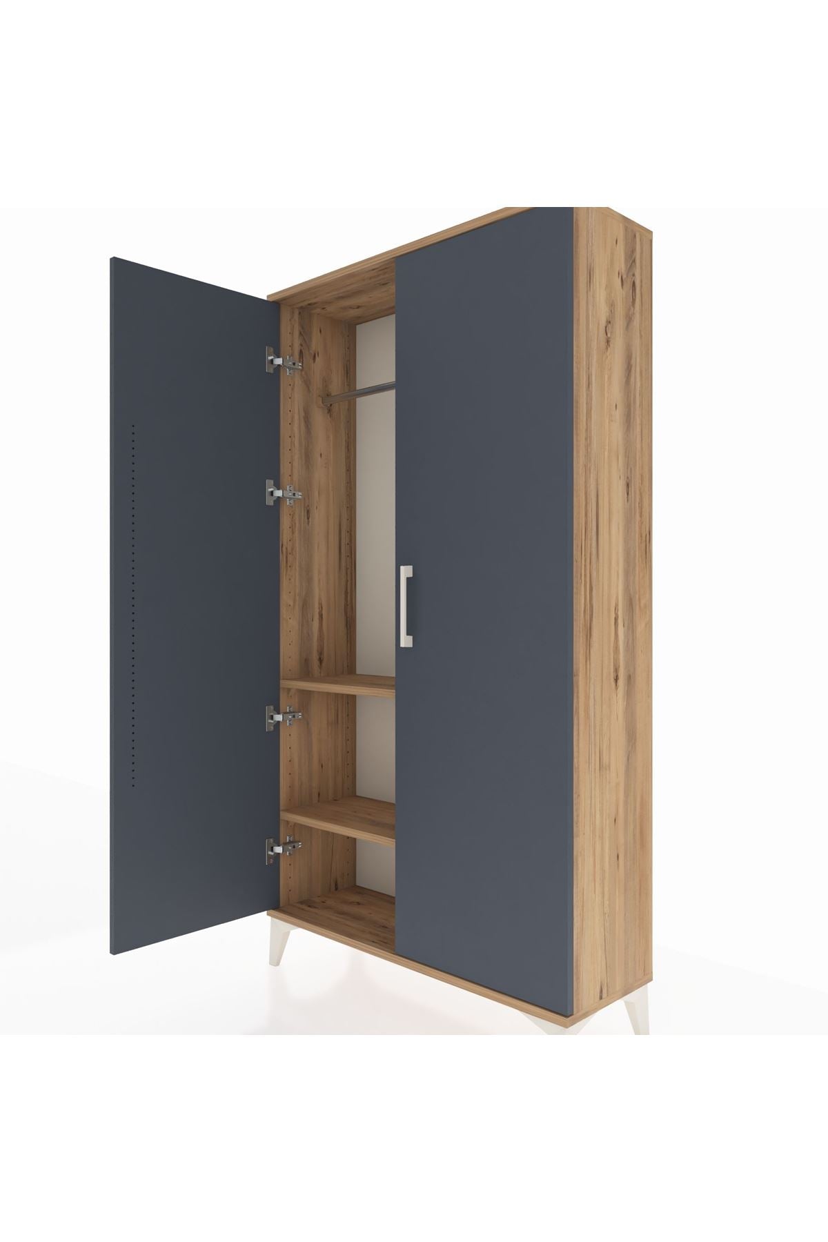 Arges Dolap 2 Raflı Kapaklı Tek Askılı 88x30x163 Çam-Antrasit