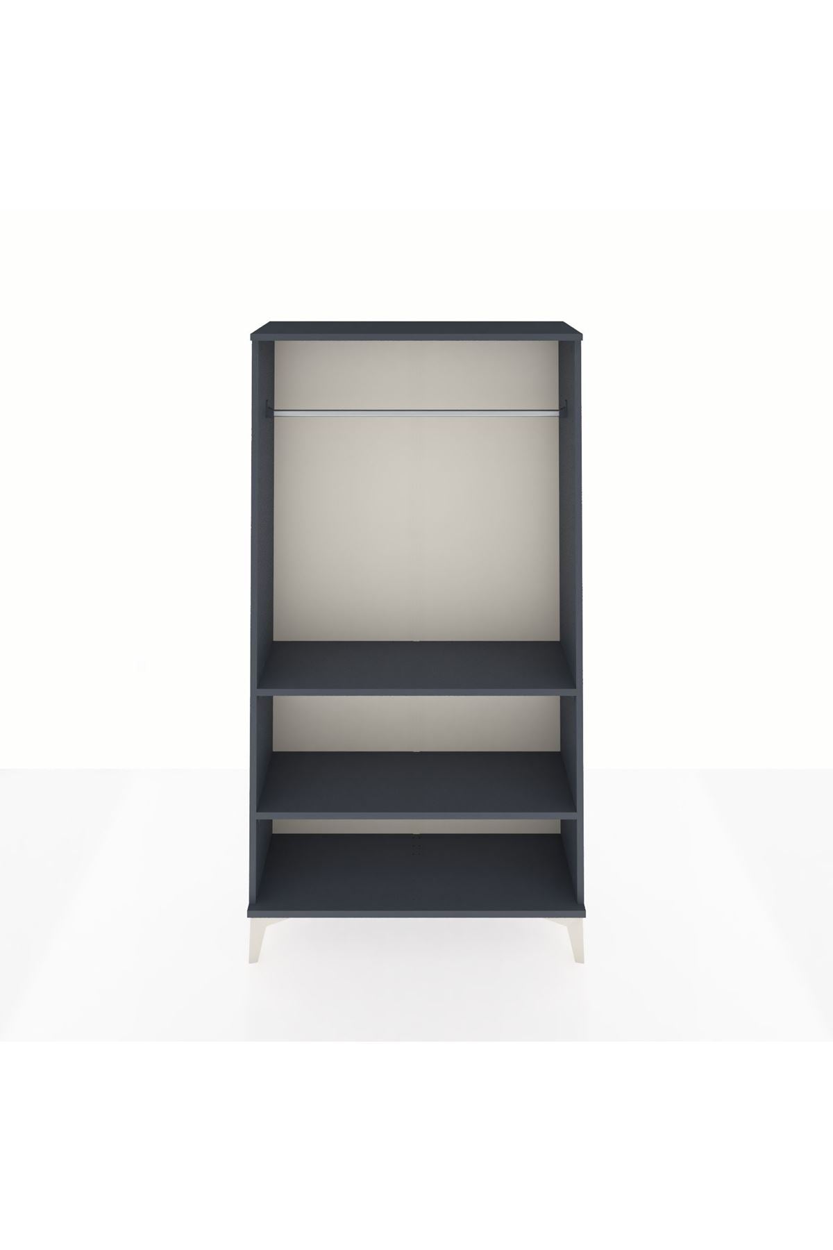 Arges Dolap 2 Raflı Kapaklı Tek Askılı 88x30x163 Antrasit-Antrasit