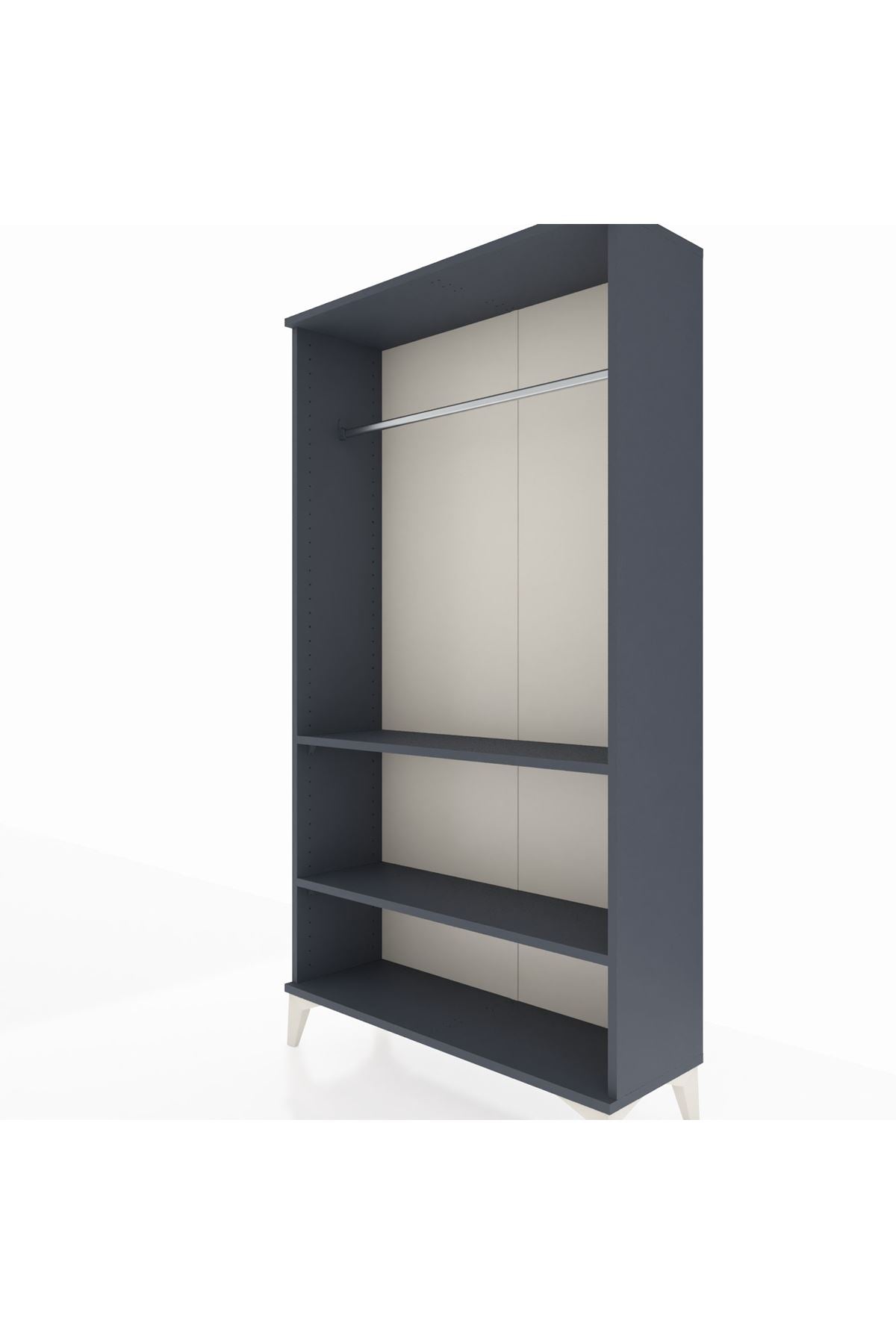 Arges Dolap 2 Raflı Kapaklı Tek Askılı 88x30x163 Antrasit-Antrasit