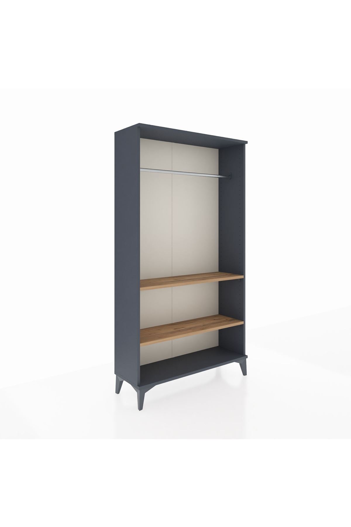 Arges Dolap 2 Raflı Kapaklı Tek Askılı 88x30x163 Antrasit-Çam