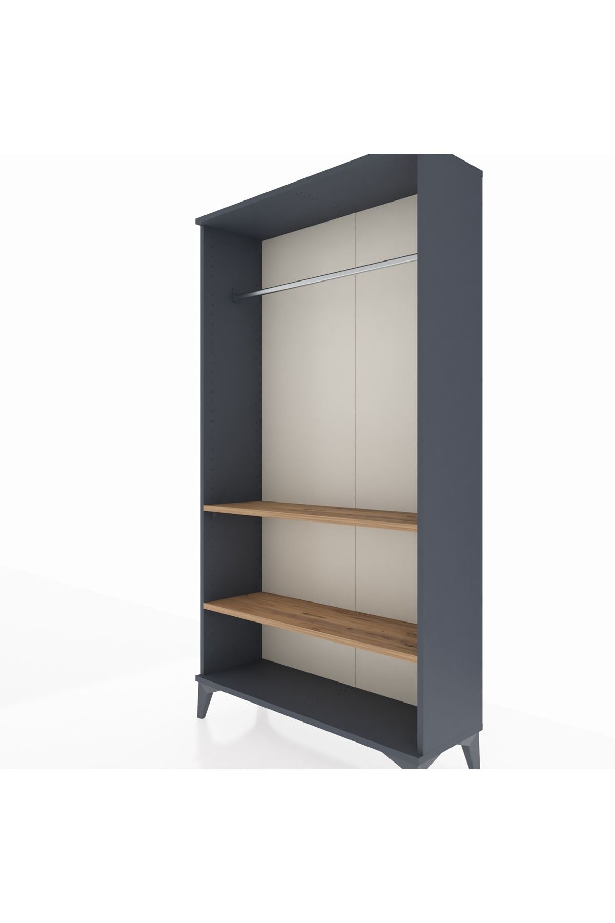 Arges Dolap 2 Raflı Kapaklı Tek Askılı 88x30x163 Antrasit-Çam
