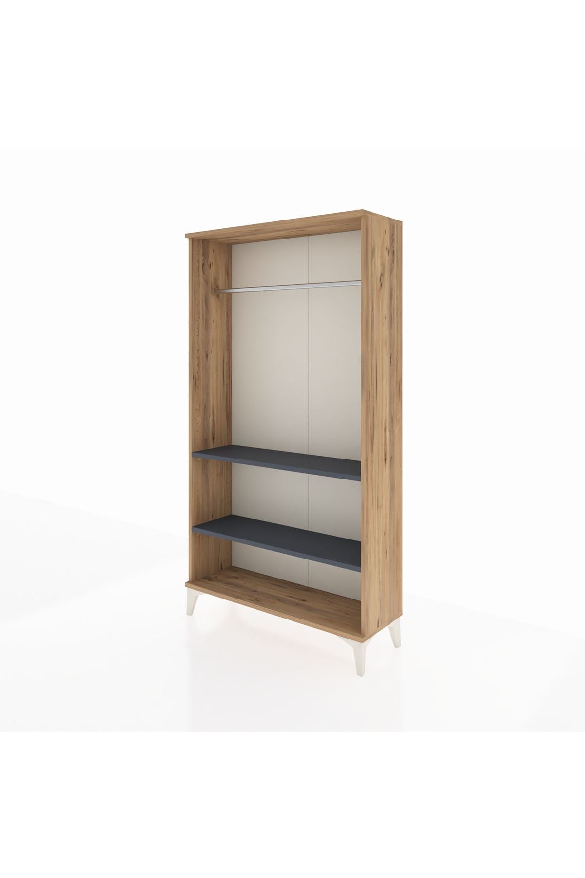 Arges Dolap 2 Raflı Kapaklı Tek Askılı 88x30x163 Çam-Antrasit