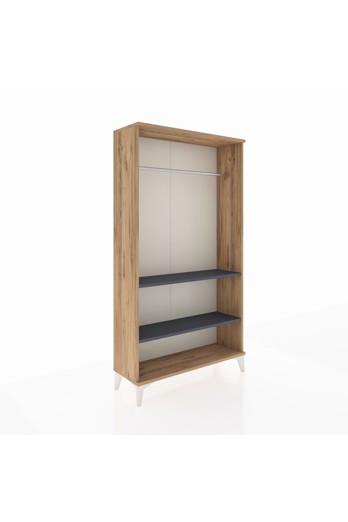 Arges Dolap 2 Raflı Kapaklı Tek Askılı 88x30x163 Çam-Antrasit