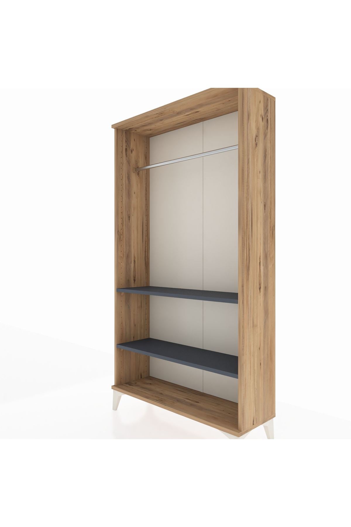 Arges Dolap 2 Raflı Kapaklı Tek Askılı 88x30x163 Çam-Antrasit