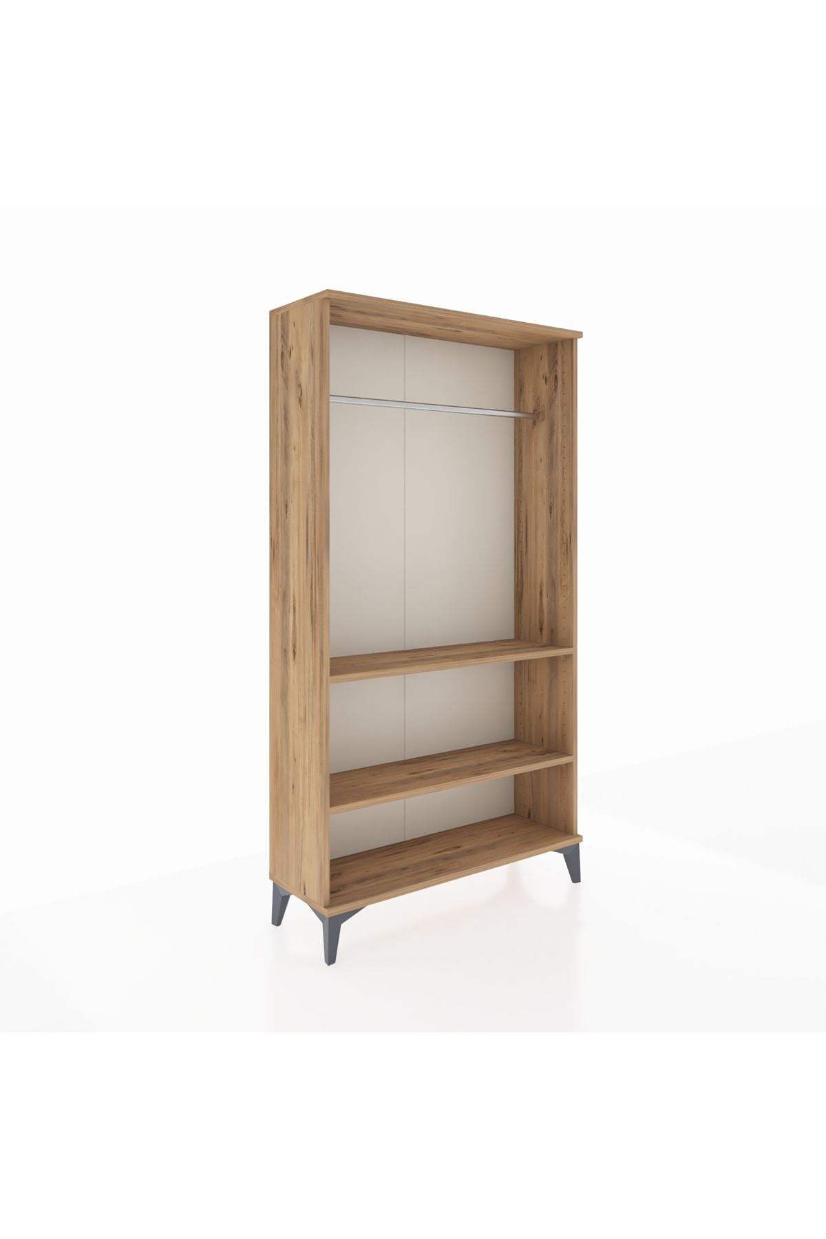 Arges Dolap 2 Raflı Kapaklı Tek Askılı 88x30x163 Çam-Çam