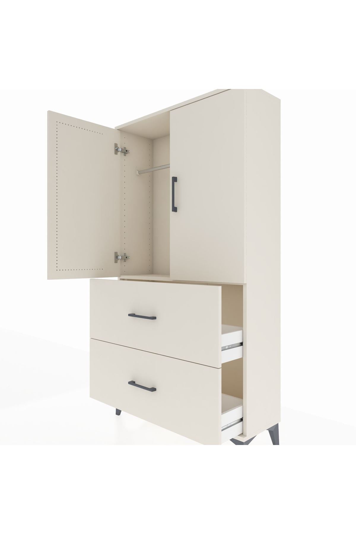 Arges Dolap Tek Raflı 2 Çekmeceli Tek Askılı 88x30x163 Aytaşı-Aytaşı