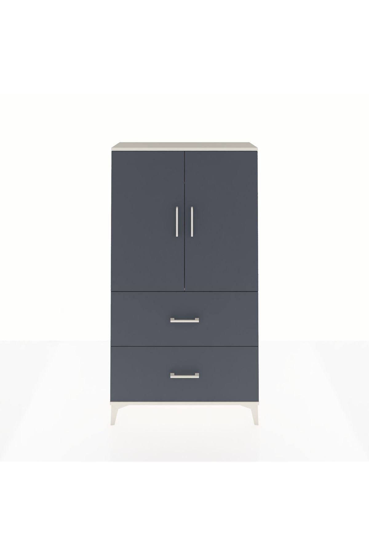 Arges Dolap Tek Raflı 2 Çekmeceli Tek Askılı 88x30x163 Aytaşı-Antrasit