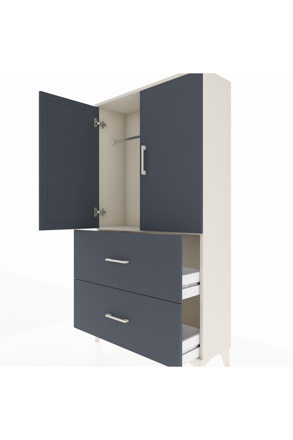 Arges Dolap Tek Raflı 2 Çekmeceli Tek Askılı 88x30x163 Aytaşı-Antrasit