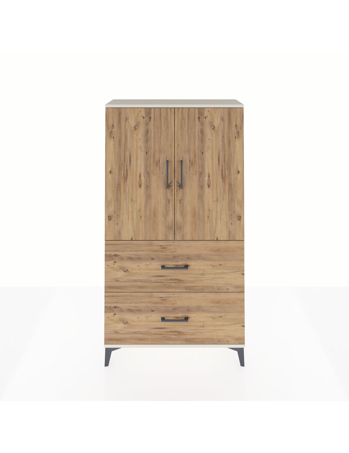 Arges Dolap Tek Raflı 2 Çekmeceli Tek Askılı 88x30x163 Aytaşı-Çam