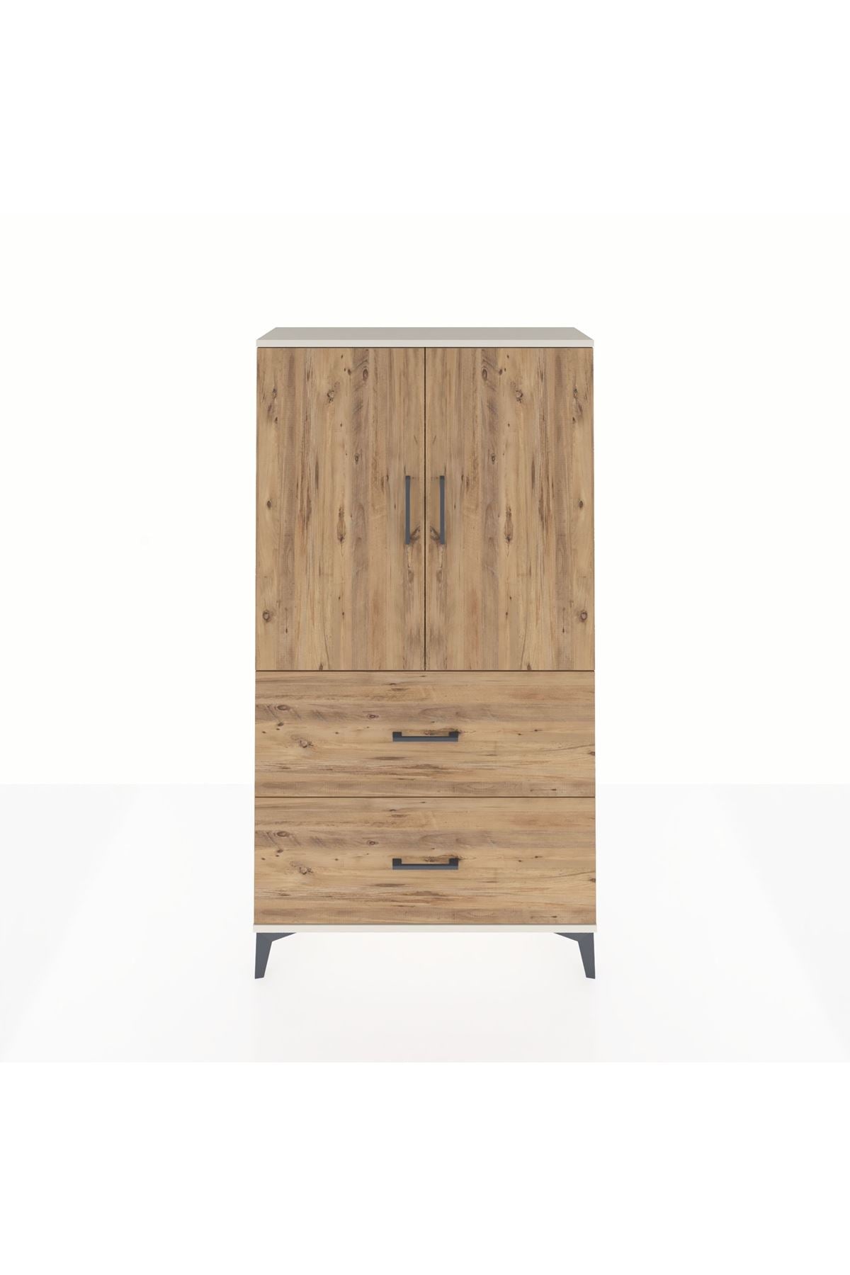 Arges Dolap Tek Raflı 2 Çekmeceli Tek Askılı 88x30x163 Aytaşı-Çam