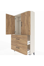 Arges Dolap Tek Raflı 2 Çekmeceli Tek Askılı 88x30x163 Aytaşı-Çam