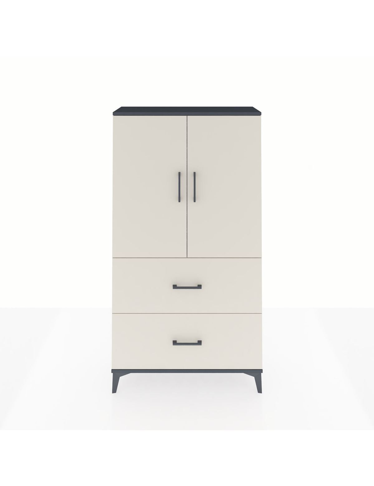 Arges Dolap Tek Raflı 2 Çekmeceli Tek Askılı 88x30x163 Antrasit-Aytaşı