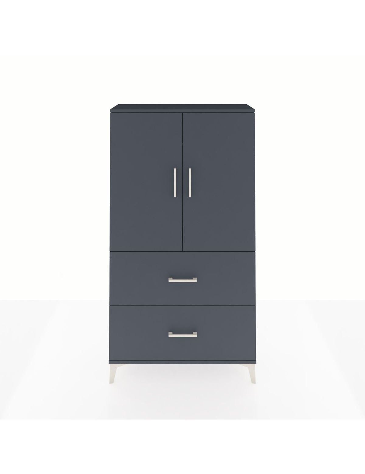 Arges Dolap Tek Raflı 2 Çekmeceli Tek Askılı 88x30x163 Antrasit-Antrasit