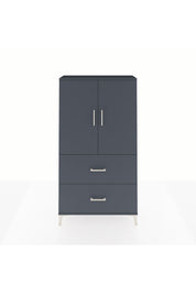 Arges Dolap Tek Raflı 2 Çekmeceli Tek Askılı 88x30x163 Antrasit-Antrasit