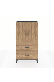 Arges Dolap Tek Raflı 2 Çekmeceli Tek Askılı 88x30x163 Antrasit-Çam