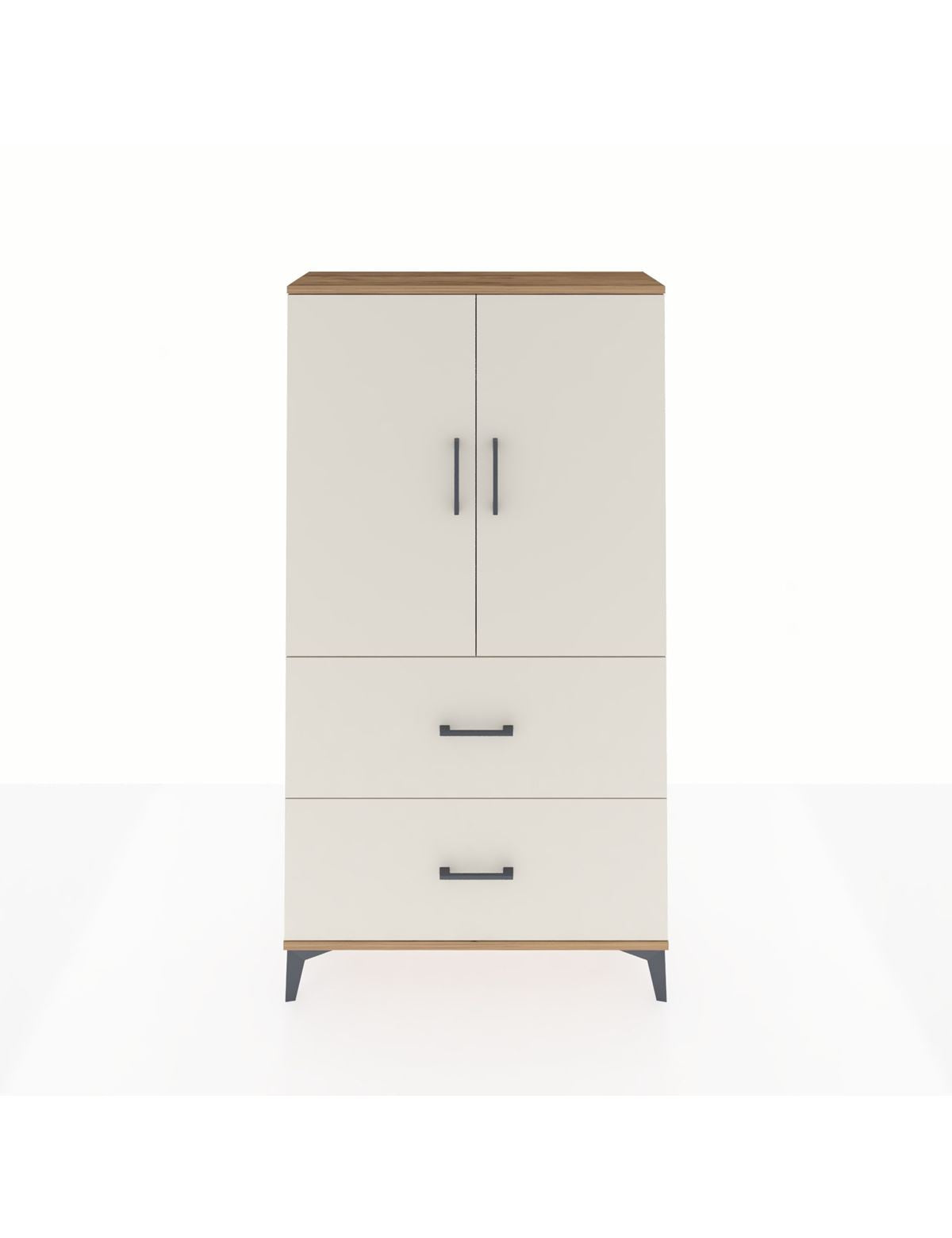 Arges Dolap Tek Raflı 2 Çekmeceli Tek Askılı 88x30x163 Çam-Aytaşı