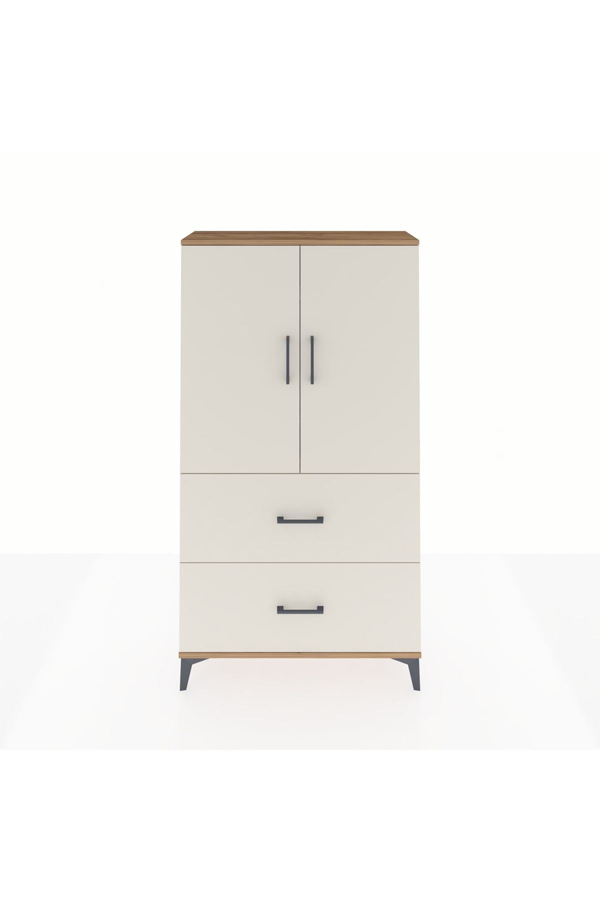 Arges Dolap Tek Raflı 2 Çekmeceli Tek Askılı 88x30x163 Çam-Aytaşı