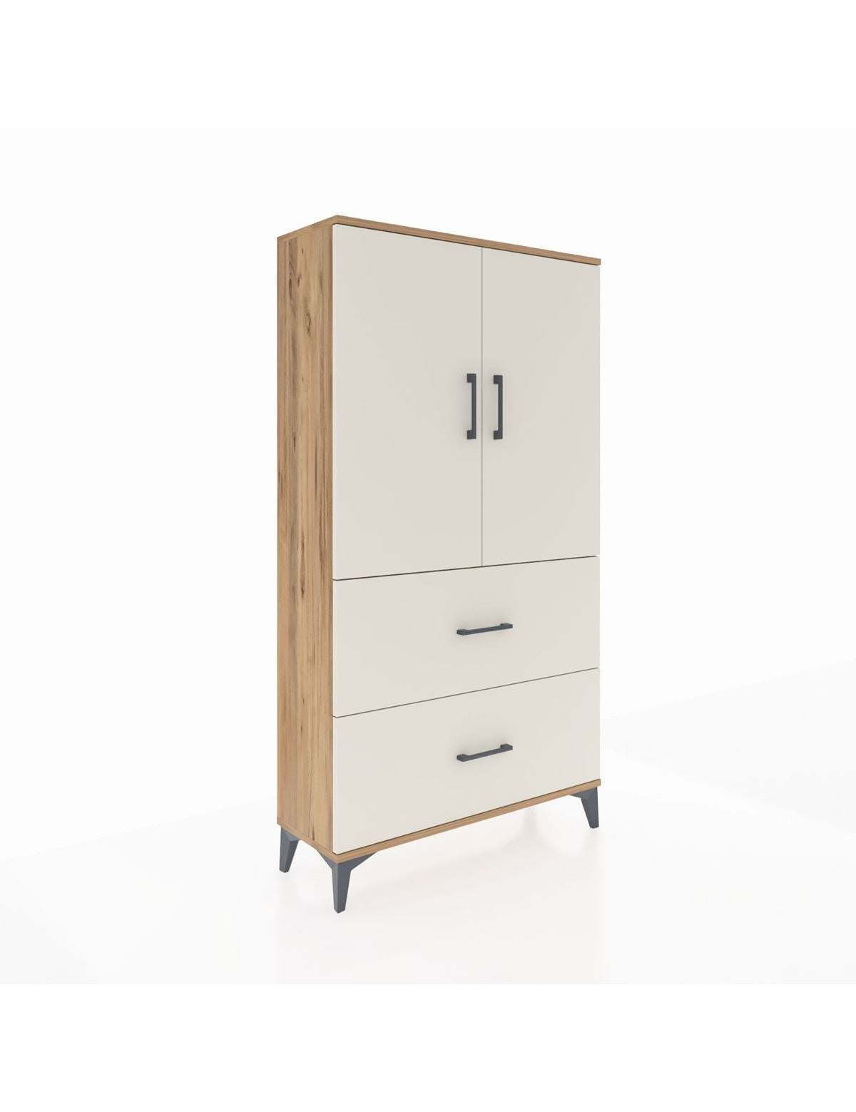 Arges Dolap Tek Raflı 2 Çekmeceli Tek Askılı 88x30x163 Çam-Aytaşı