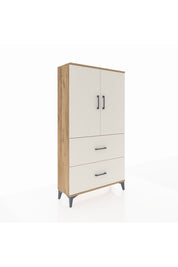 Arges Dolap Tek Raflı 2 Çekmeceli Tek Askılı 88x30x163 Çam-Aytaşı