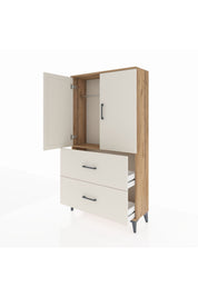 Arges Dolap Tek Raflı 2 Çekmeceli Tek Askılı 88x30x163 Çam-Aytaşı