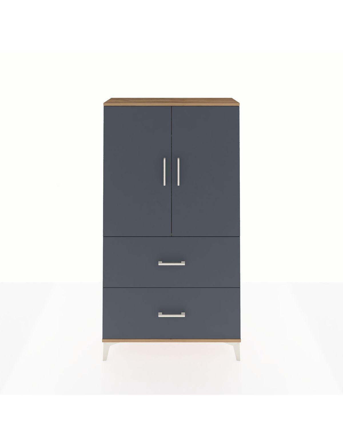 Arges Dolap Tek Raflı 2 Çekmeceli Tek Askılı 88x30x163 Çam-Antrasit