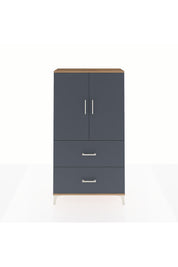 Arges Dolap Tek Raflı 2 Çekmeceli Tek Askılı 88x30x163 Çam-Antrasit