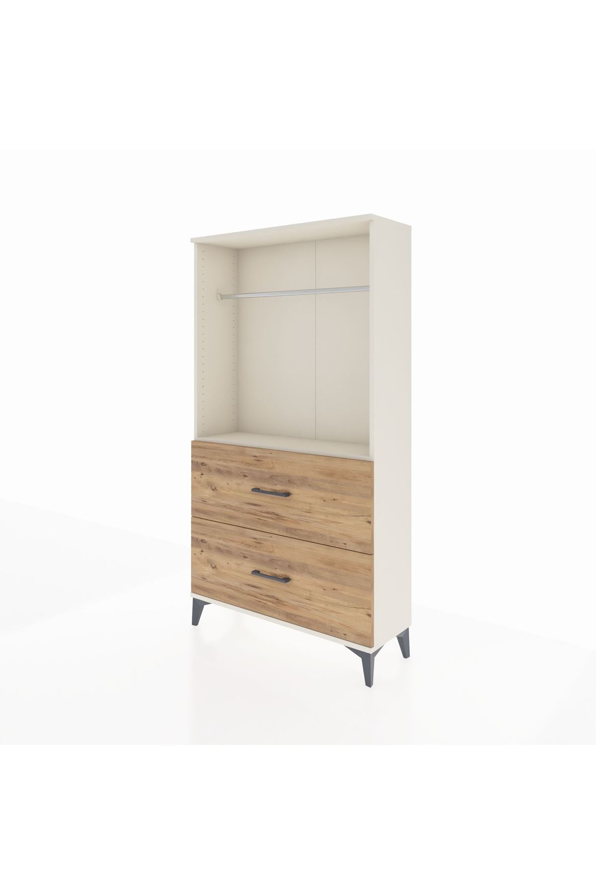 Arges Dolap Tek Raflı 2 Çekmeceli Tek Askılı 88x30x163 Aytaşı-Çam