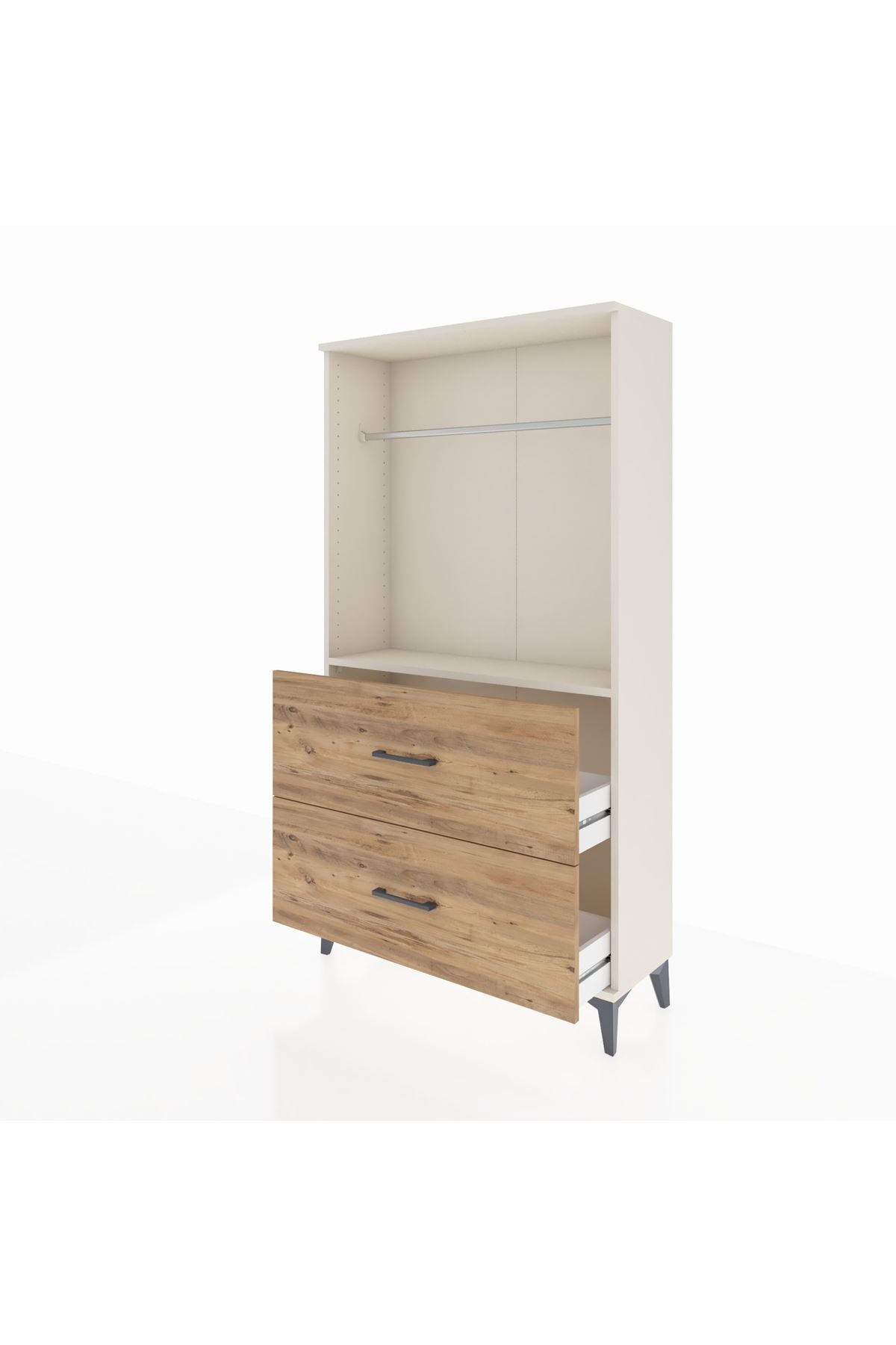 Arges Dolap Tek Raflı 2 Çekmeceli Tek Askılı 88x30x163 Aytaşı-Çam