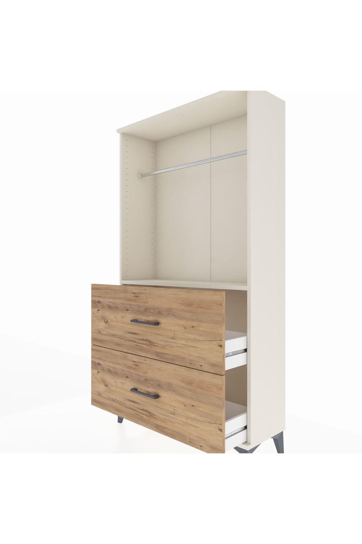 Arges Dolap Tek Raflı 2 Çekmeceli Tek Askılı 88x30x163 Aytaşı-Çam
