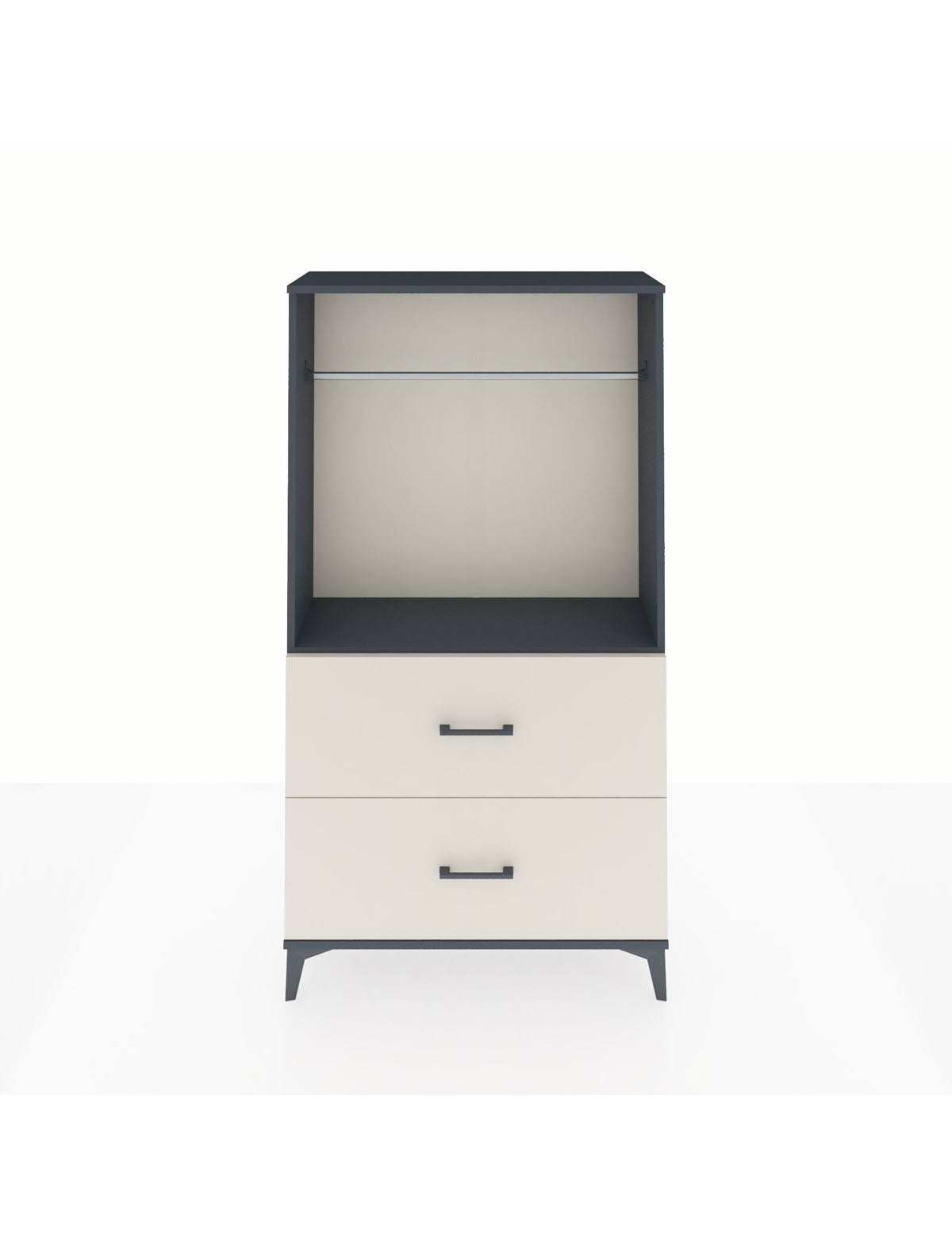 Arges Dolap Tek Raflı 2 Çekmeceli Tek Askılı 88x30x163 Antrasit-Aytaşı