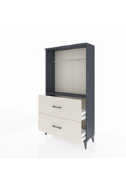 Arges Dolap Tek Raflı 2 Çekmeceli Tek Askılı 88x30x163 Antrasit-Aytaşı