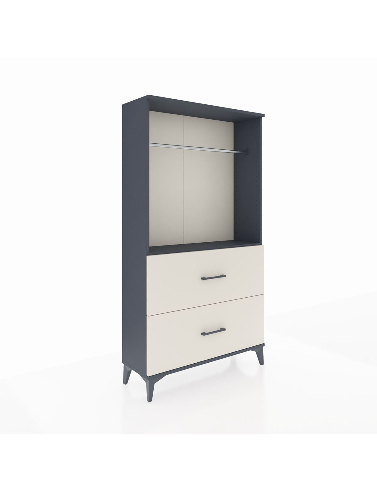 Arges Dolap Tek Raflı 2 Çekmeceli Tek Askılı 88x30x163 Antrasit-Aytaşı