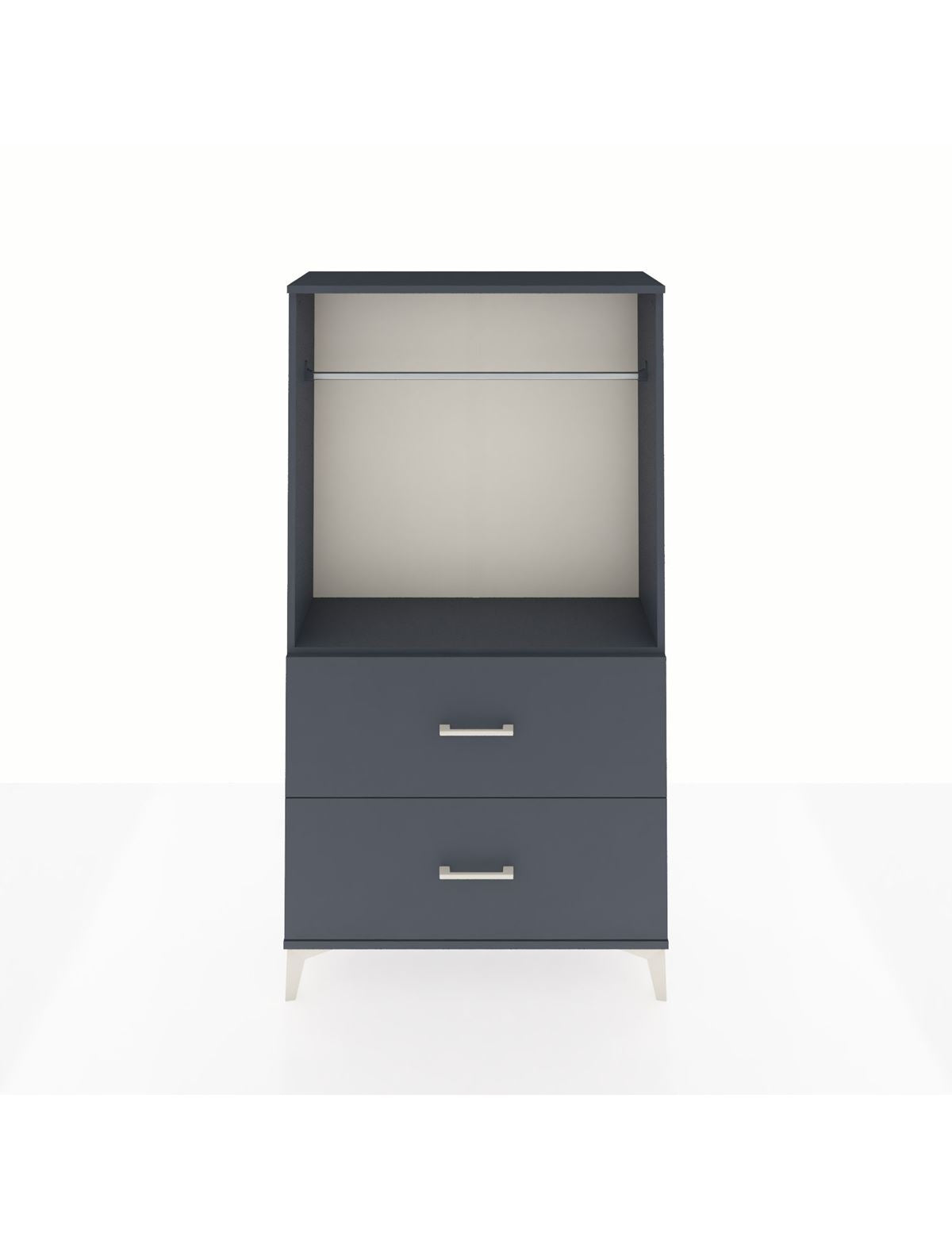 Arges Dolap Tek Raflı 2 Çekmeceli Tek Askılı 88x30x163 Antrasit-Antrasit