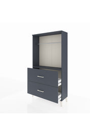 Arges Dolap Tek Raflı 2 Çekmeceli Tek Askılı 88x30x163 Antrasit-Antrasit