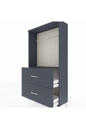 Arges Dolap Tek Raflı 2 Çekmeceli Tek Askılı 88x30x163 Antrasit-Antrasit