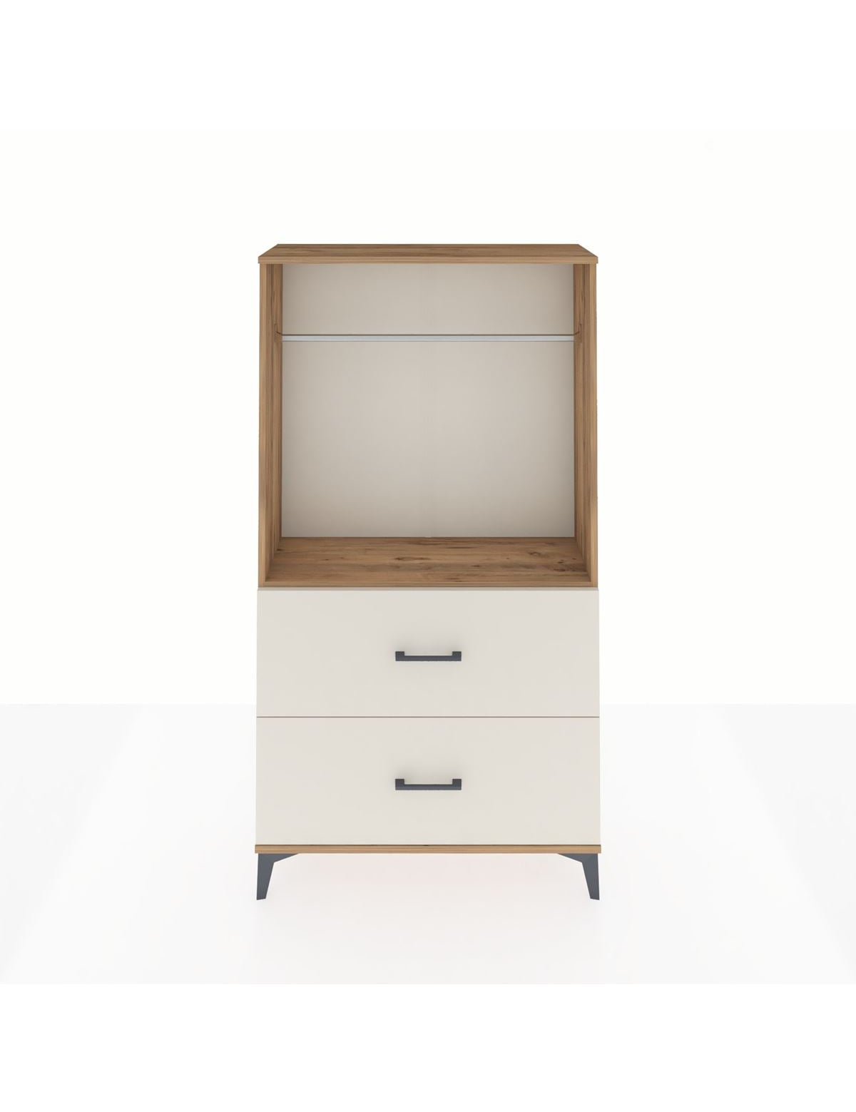 Arges Dolap Tek Raflı 2 Çekmeceli Tek Askılı 88x30x163 Çam-Aytaşı