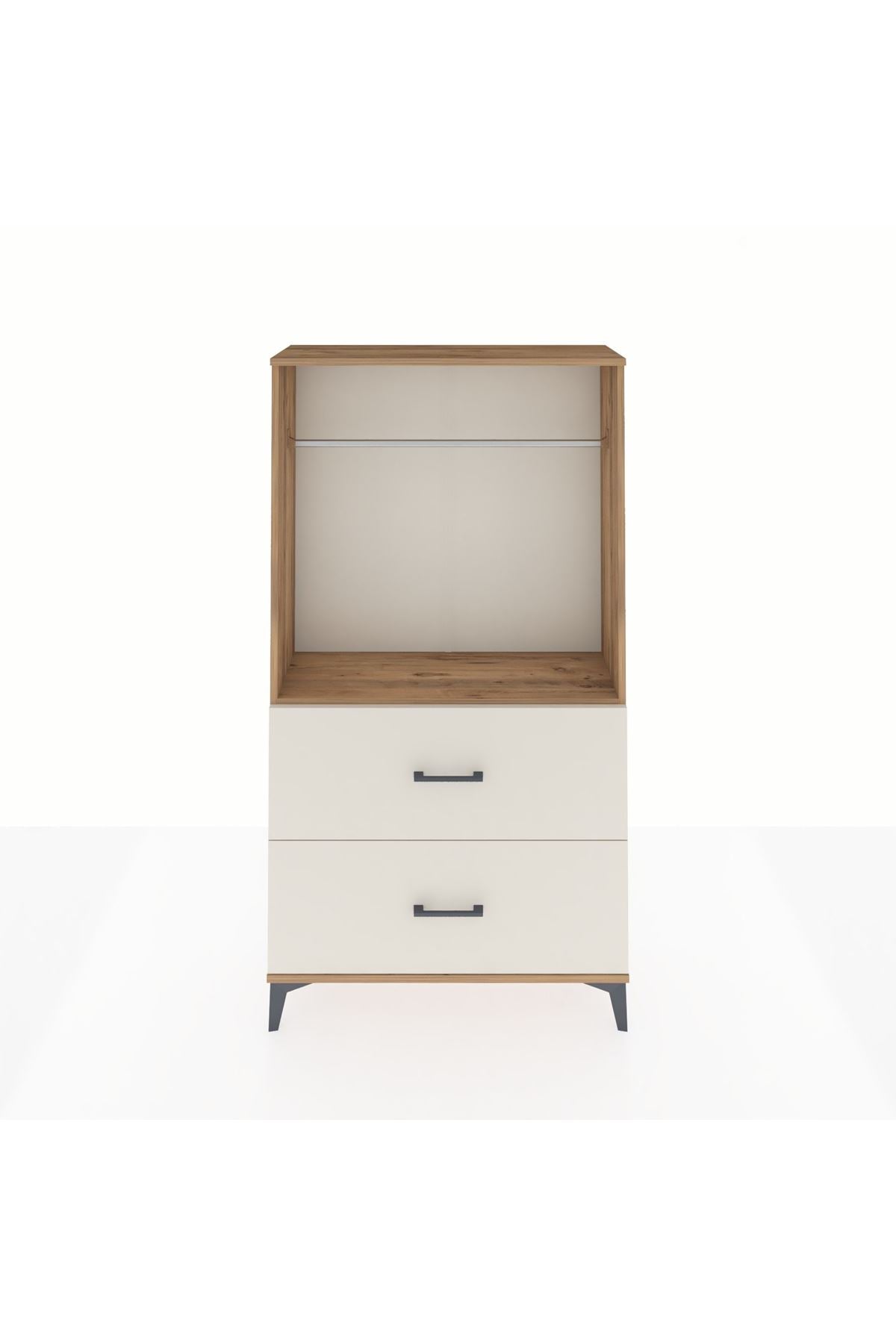 Arges Dolap Tek Raflı 2 Çekmeceli Tek Askılı 88x30x163 Çam-Aytaşı