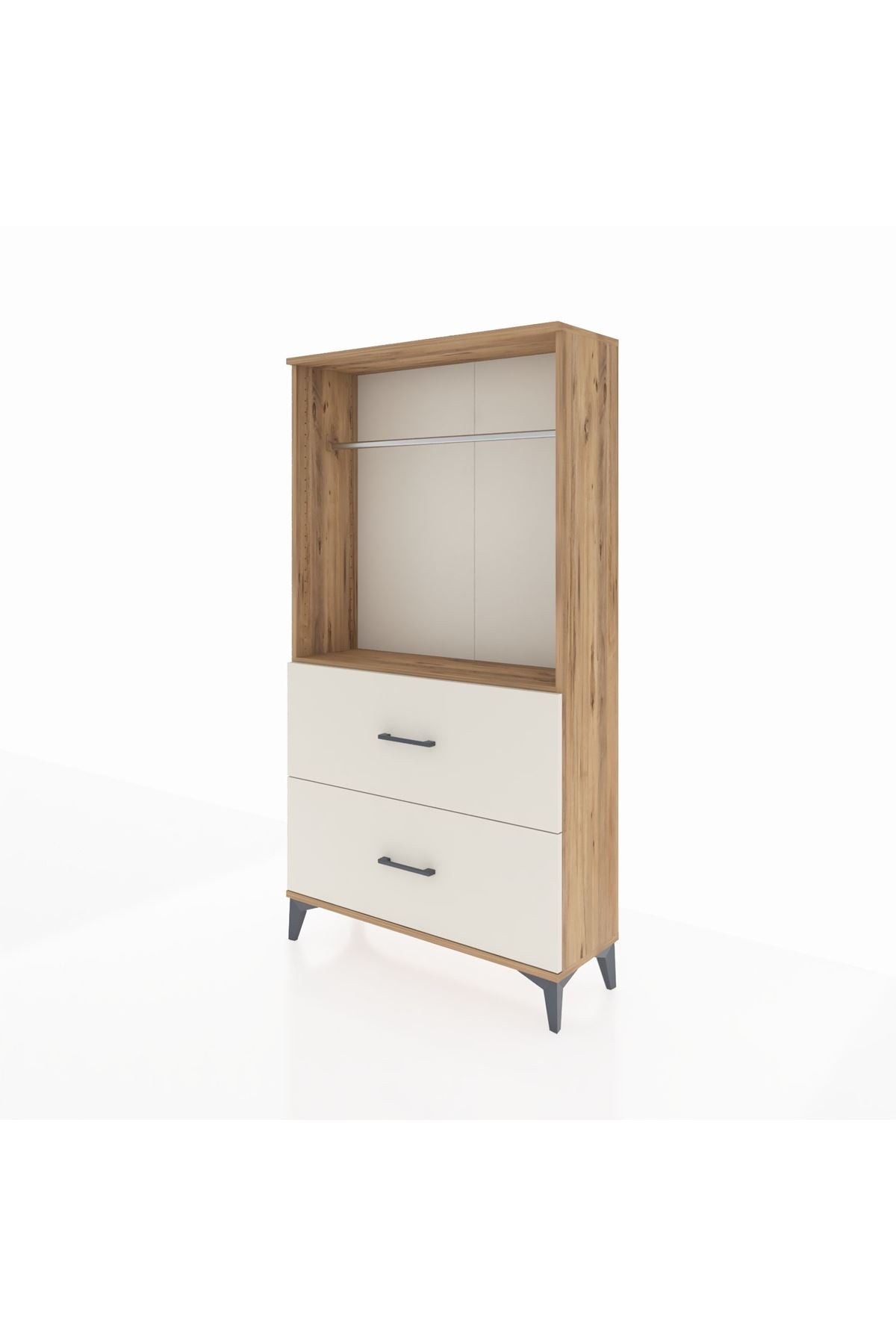 Arges Dolap Tek Raflı 2 Çekmeceli Tek Askılı 88x30x163 Çam-Aytaşı