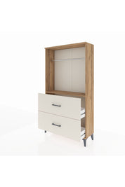 Arges Dolap Tek Raflı 2 Çekmeceli Tek Askılı 88x30x163 Çam-Aytaşı
